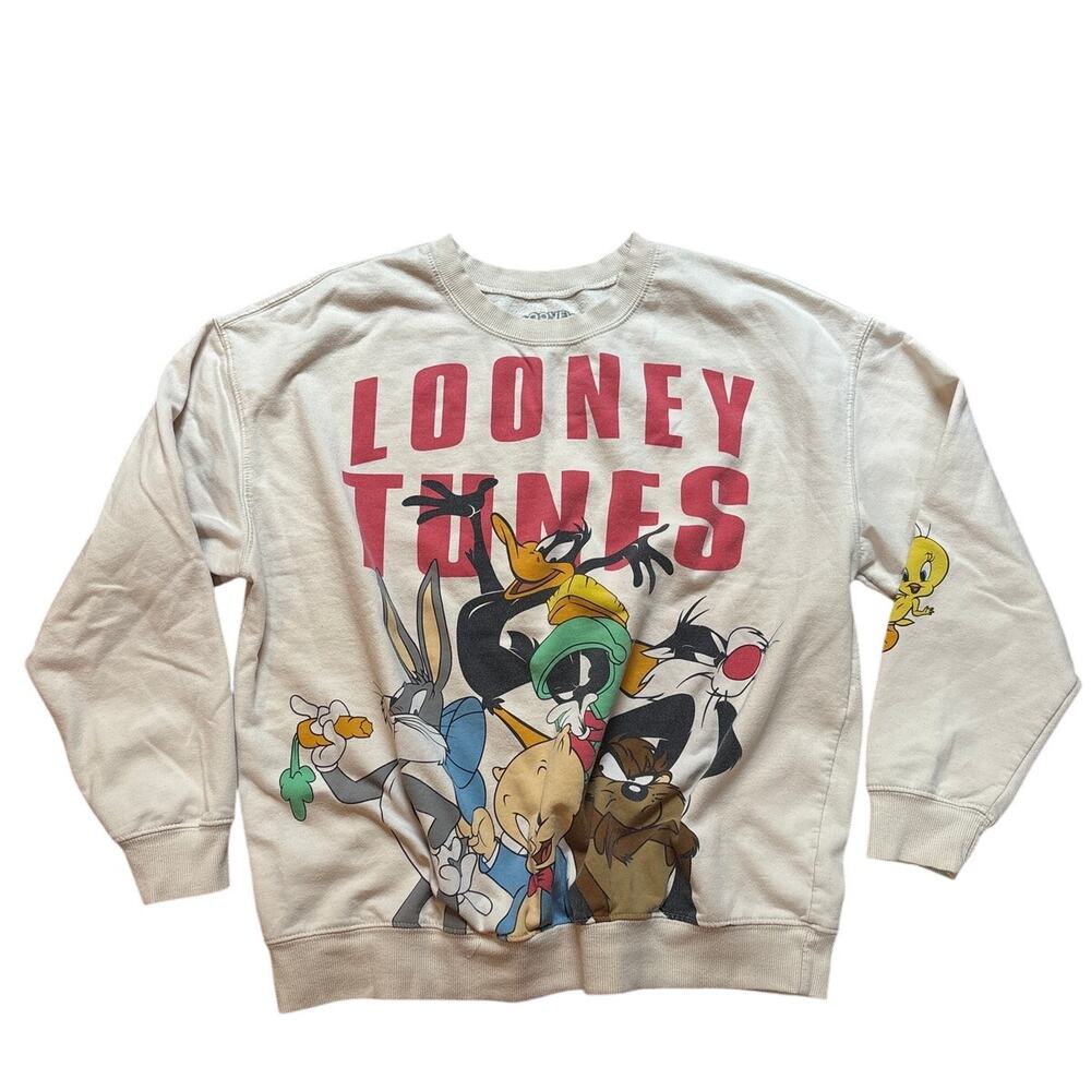 Looney Tunes beige‎ character graphic crew sweatshirt SIZE XL